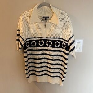 Skies Are Blue Cream and Black Striped Sweater